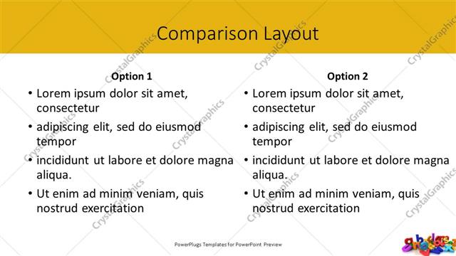 Comparison presentation slide layout