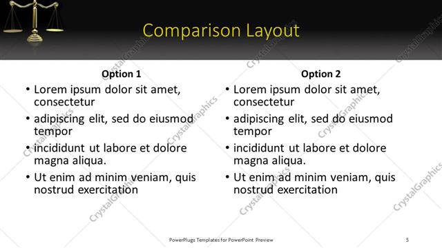 Comparison presentation slide layout