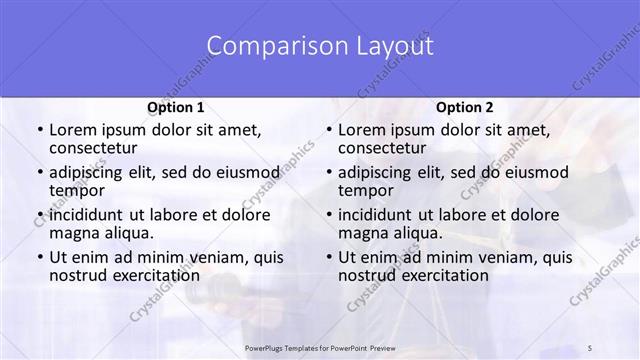 Comparison presentation slide layout