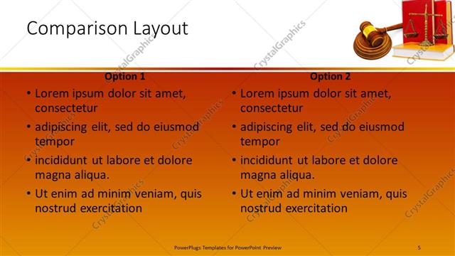 Comparison presentation slide layout