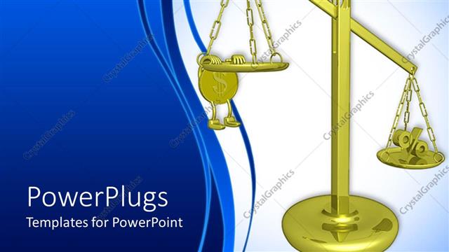  Presentation with percentage - A justice symbol with money on a side and percentage on the other