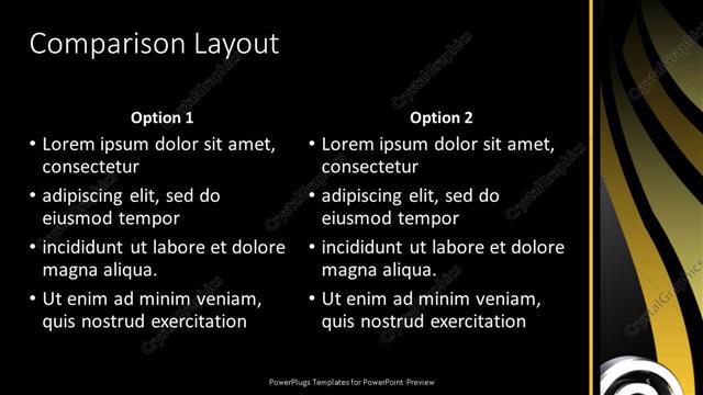 Comparison presentation slide layout