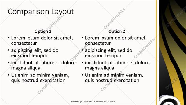 Comparison presentation slide layout