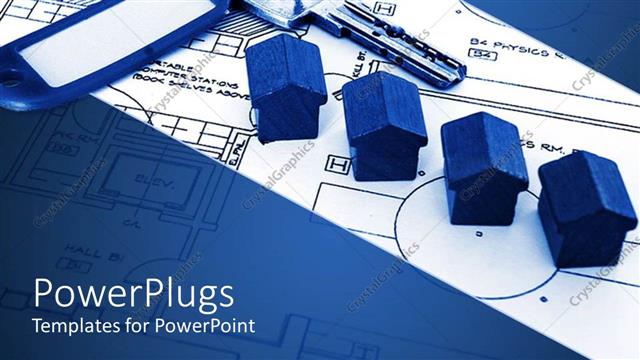  Presentation with real estate - A key with a keychain and houses