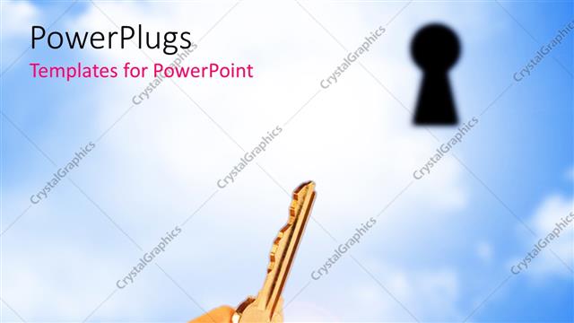  Presentation with keyhole - A key with a keyhole and cloud sin the background