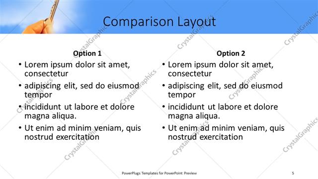 Comparison presentation slide layout