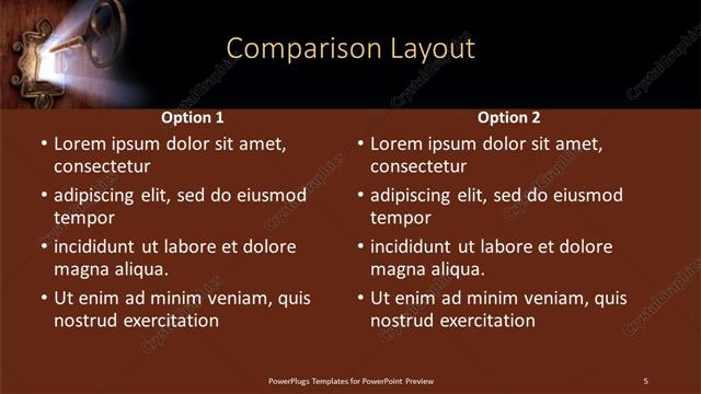 Comparison presentation slide layout