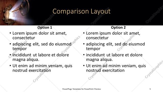 Comparison presentation slide layout