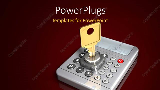  Presentation with keyhole - A key in the keyhole with a machine