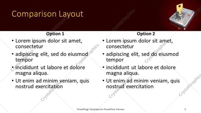 Comparison presentation slide layout