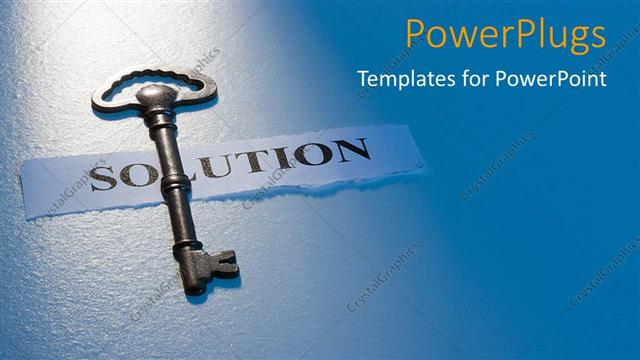  Presentation with solution - A key with a solution chit and bluish background