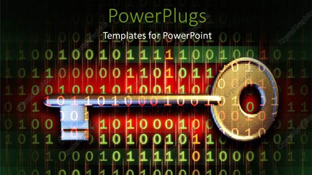  Presentation with key - A key with a lot of binary numbers and reddish background