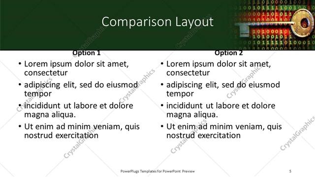 Comparison presentation slide layout