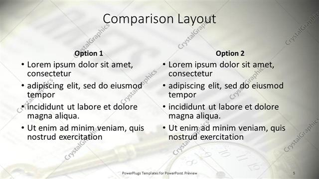 Comparison presentation slide layout