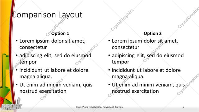 Comparison presentation slide layout