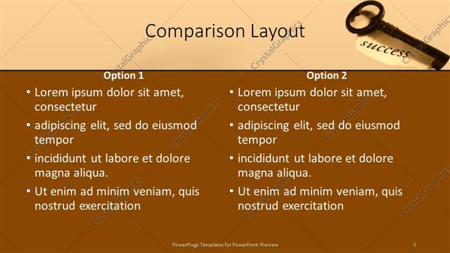 Comparison presentation slide layout