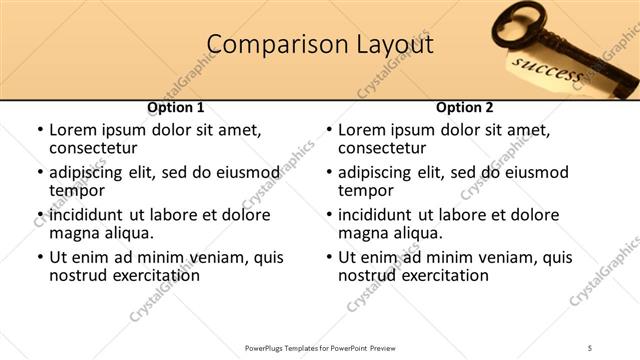 Comparison presentation slide layout