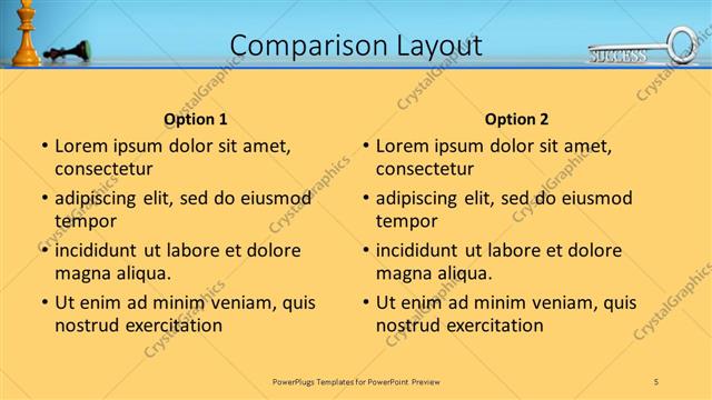 Comparison presentation slide layout
