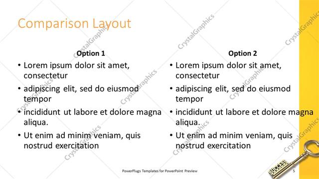 Comparison presentation slide layout