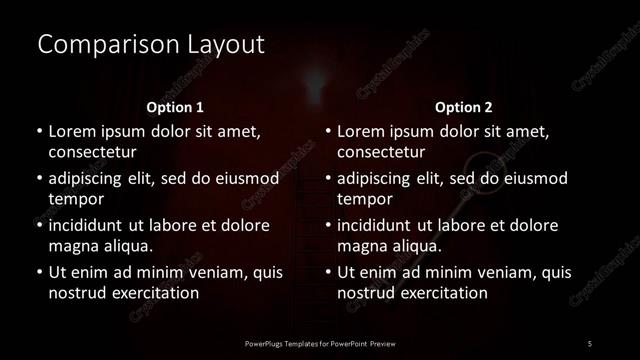 Comparison presentation slide layout