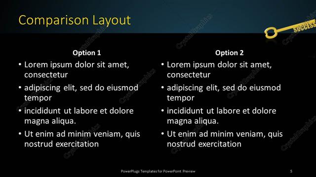 Comparison presentation slide layout
