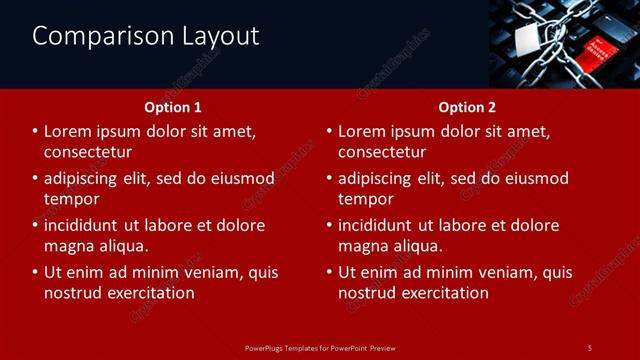 Comparison presentation slide layout