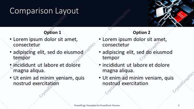 Comparison presentation slide layout