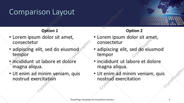 Comparison presentation slide layout