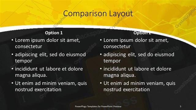 Comparison presentation slide layout