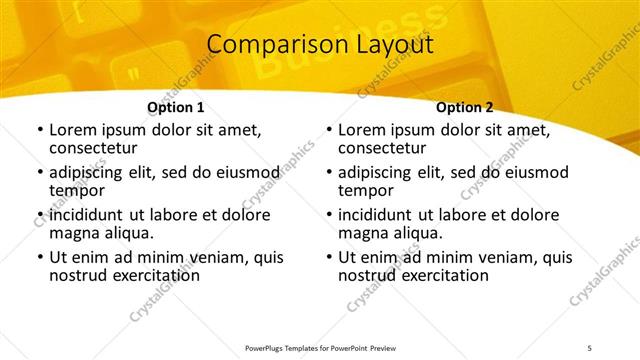 Comparison presentation slide layout
