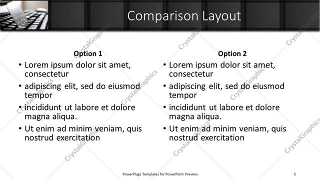 Comparison presentation slide layout