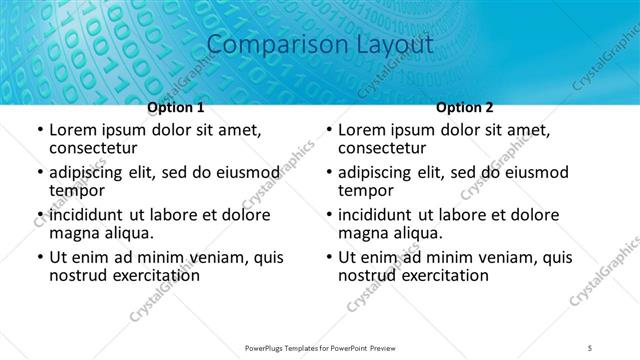 Comparison presentation slide layout