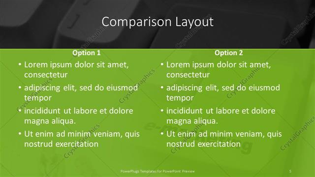 Comparison presentation slide layout