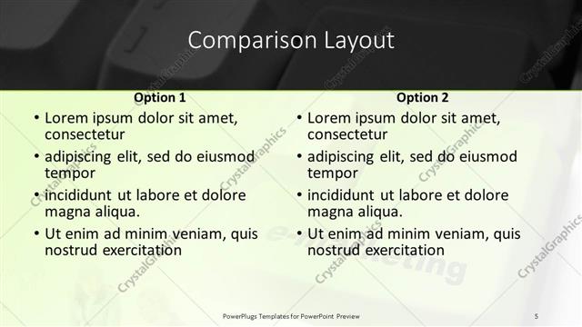 Comparison presentation slide layout