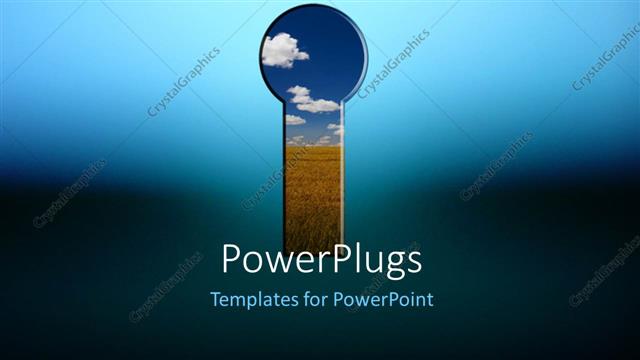  Presentation with keyhole - Keyhole in blue opens to rural landscape