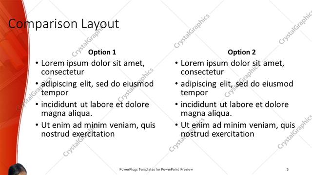Comparison presentation slide layout