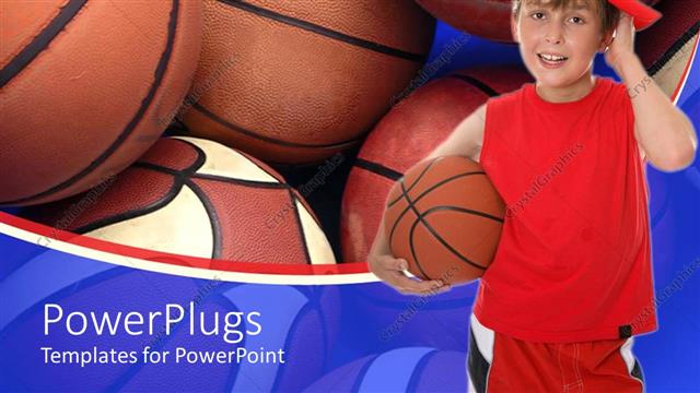  Presentation with basketball - A kid with a basketball along with a number of basket balls in the background