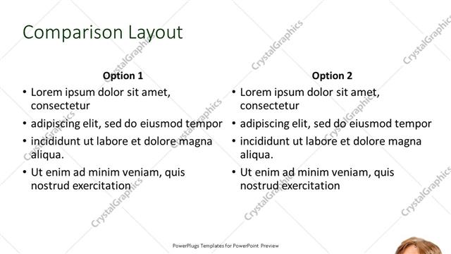 Comparison presentation slide layout