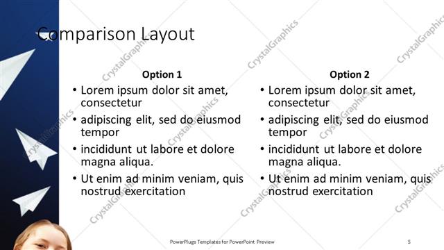 Comparison presentation slide layout