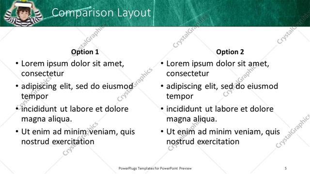 Comparison presentation slide layout