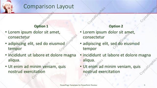 Comparison presentation slide layout