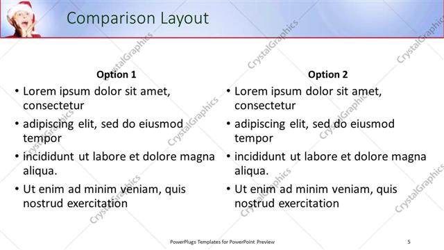 Comparison presentation slide layout