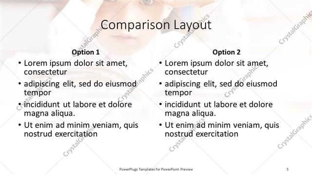 Comparison presentation slide layout