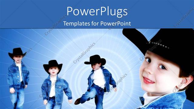  Presentation with cowboy - A kid in different styles with spiral lights in the background