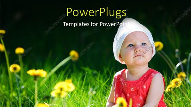  Presentation with summer flowers - A kid in the field with a lot of flowers