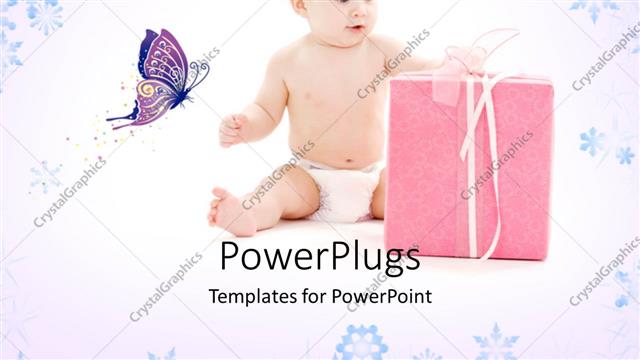  Presentation with hamper - A kid with a gift hamper and a butterfly