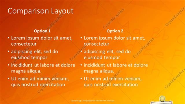 Comparison presentation slide layout