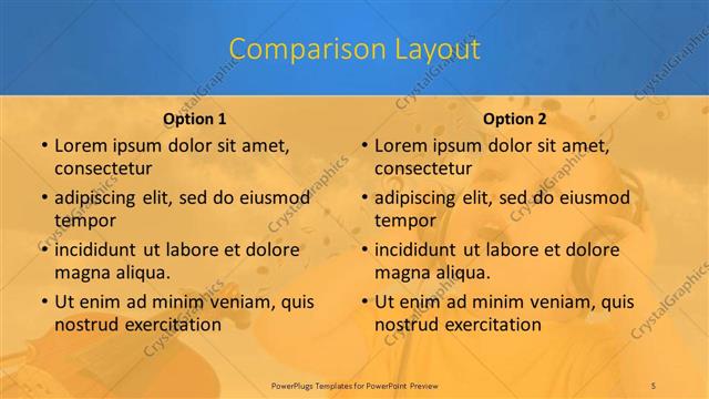 Comparison presentation slide layout