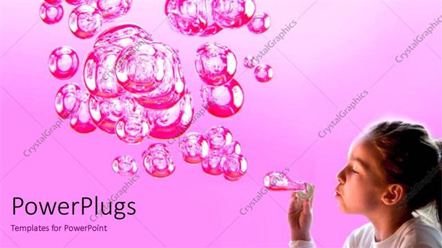  Presentation with magical - A kid making bubbles with pinkish background