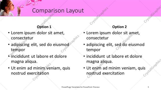 Comparison presentation slide layout